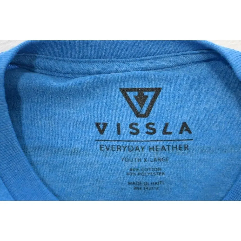 Vissla Tee Shirt Blue Cotton Poly Blend Short‎ Sleeve Boys Size XL